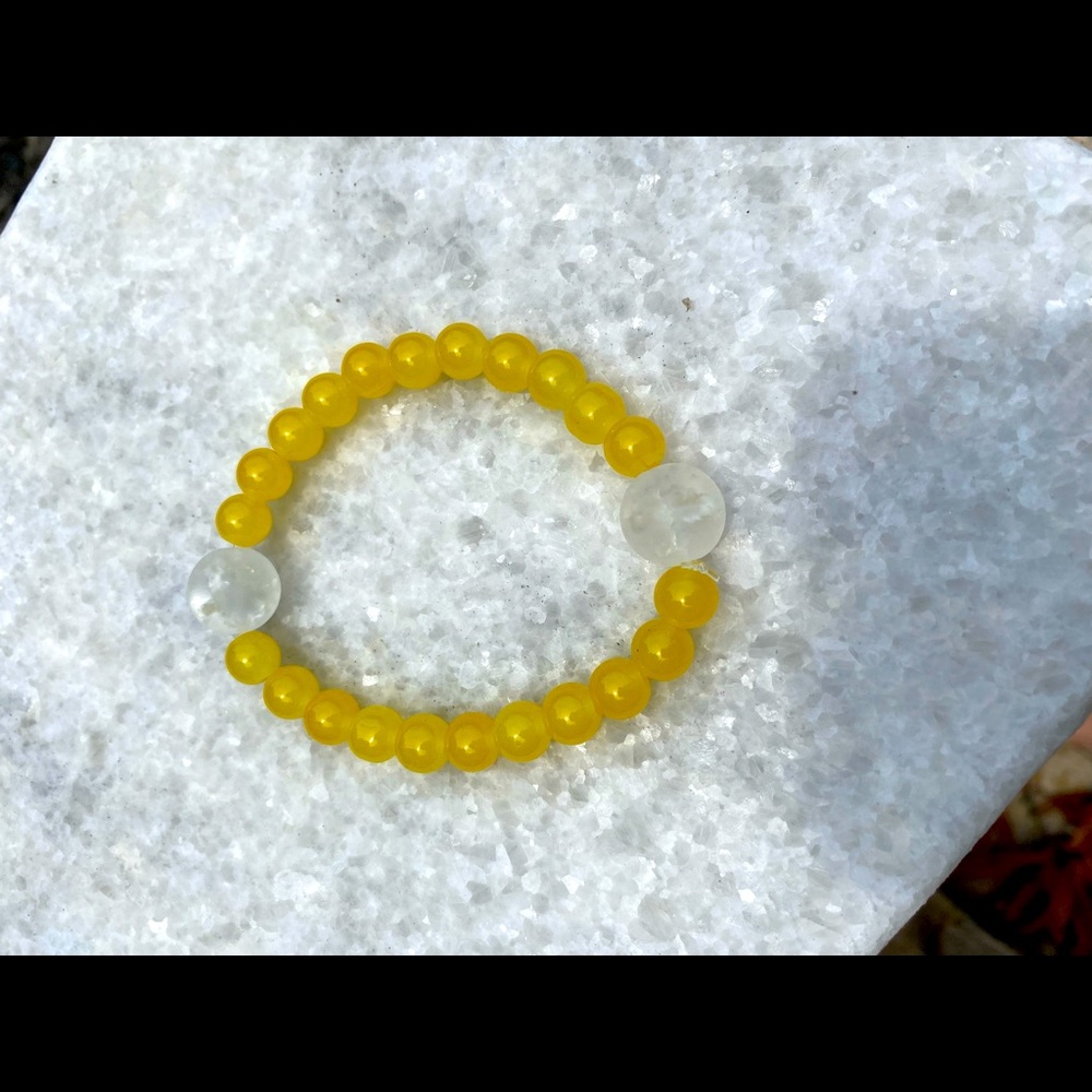 Yellow Clear Quartz Beaded Bracelet